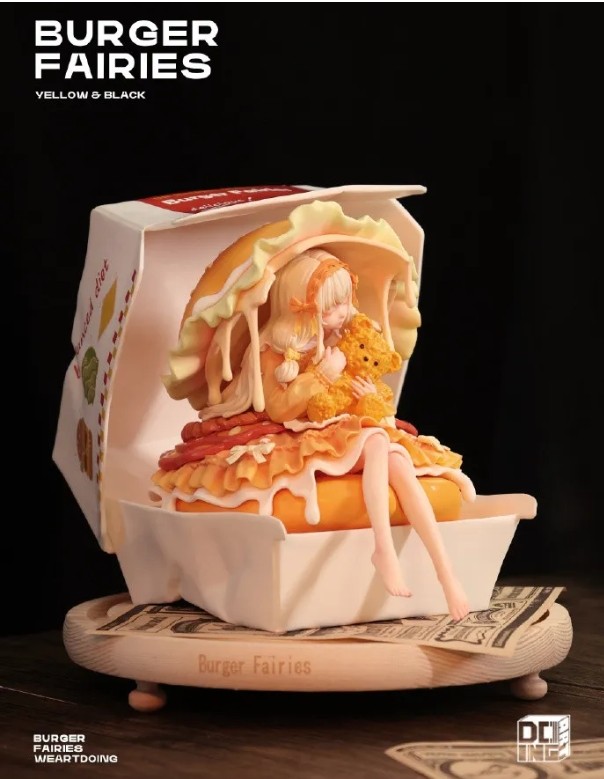 WeArtDoing Burger Fairies Statue Sweet Cheese Chicken Burger&Angus Beef Burger Sleeping Beauty