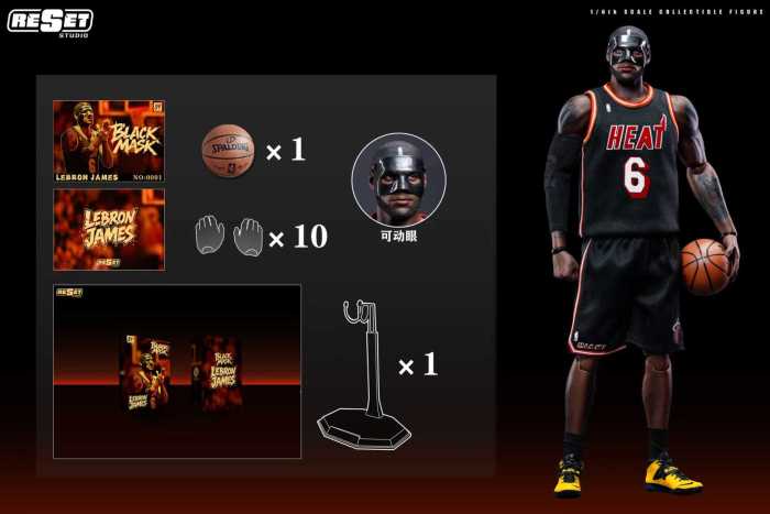 (Pre-order)Reset Studio 1/6 NBA Miami Heat Black Mask LeBron James 12 inch Collectible Figure RS-BMLJ