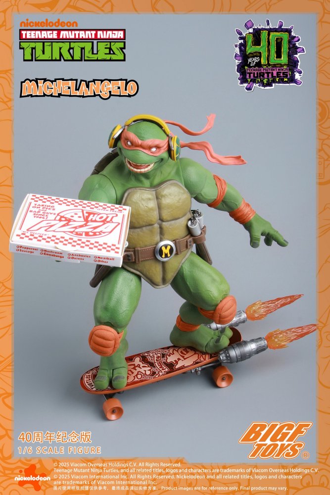 (Pre-order)BIGFTOYS TNMT 1/6 Michelangelo 40th Anniversary Edition 12 inch Collectible Figure BIGF-004