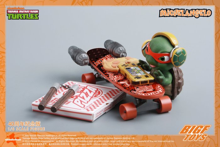 (Pre-order)BIGFTOYS TNMT 1/6 Michelangelo 40th Anniversary Edition 12 inch Collectible Figure BIGF-004