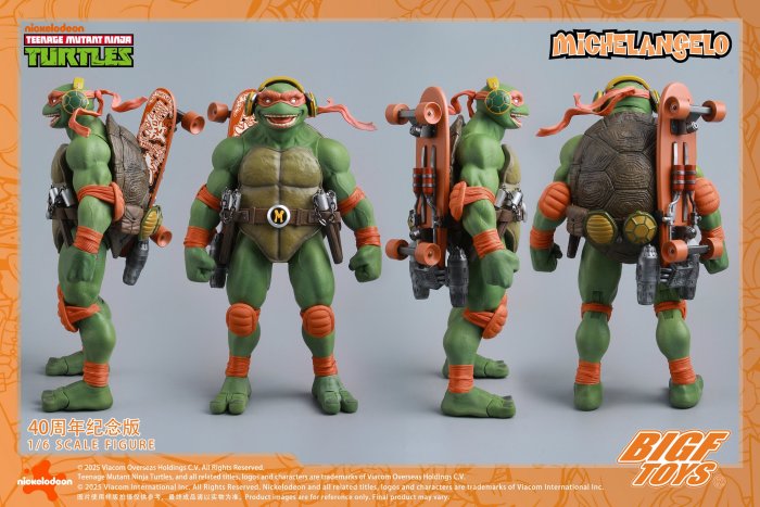 (Pre-order)BIGFTOYS TNMT 1/6 Michelangelo 40th Anniversary Edition 12 inch Collectible Figure BIGF-004