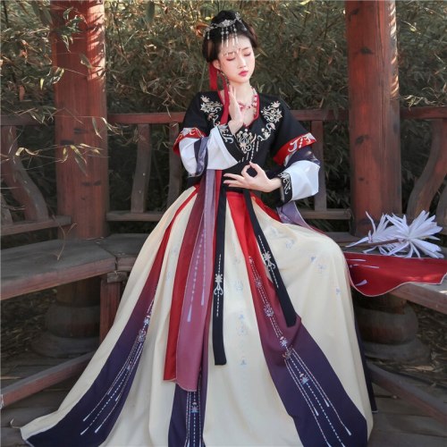 Ancient Hanfu Folk Dance Costume Women Traditional Hanfu Clothing Han Dynasty Oriental Princess Elegance Tang Dynasty Dance Wear