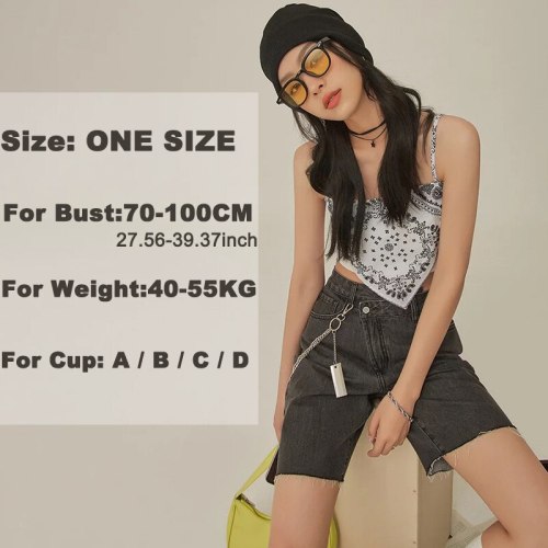 Bohemian Camisole Vintage Patched Knit Top Women Tank Crop Tops Girl Sexy Bellyband Sleeveless Short Tee Shirts Camis for Female