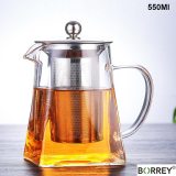 BORREY Heat Resistant Glass Teapot With Stainless Steel Tea Infuser Filter Flower Tea Kettle Kung Fu Tea Set  Puer Oolong Teapot