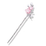 Women Hair Jewelry Glass Glazed Flower Chinese Hairpin Ethnic Hair Stick Stone Tassel Girls Accessories Gift