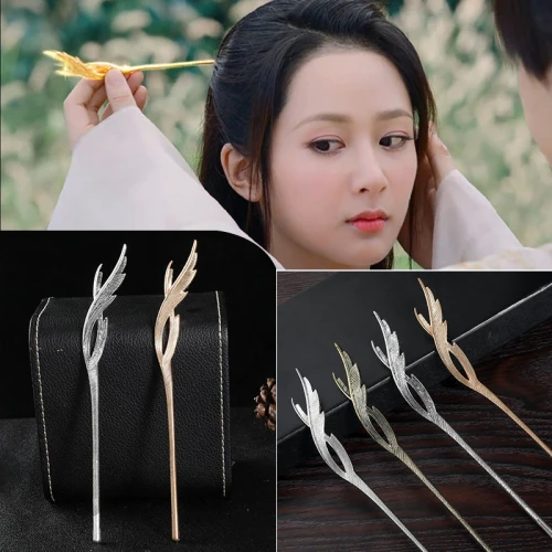 Gold Metal Hair Clip Feather Tassel Hairpin Headpiece for Women Girls Hair Sticks Party Headdress Hair Styling Accessories