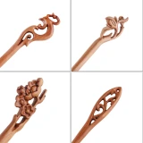 Chinese Retro Style Peach Wood Carved Hairpin Handmade Hollow Out Hair Stick Hairpin Hair Styling Tools Hair Accessories