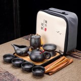 Chinese Teawere Retro Designer Cool Purple Sand Ceramic Teapot Set Travel Kong Fu Tea Kit Gift Porcelain Purple Sand Pot Infuser