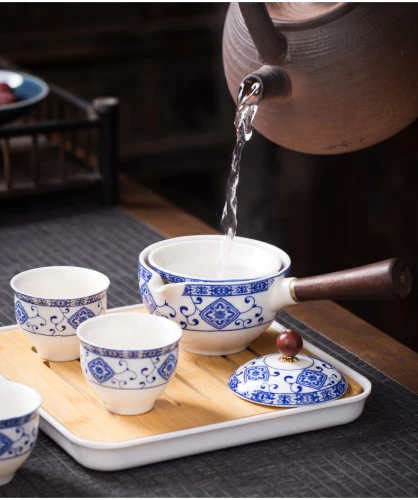 Flowers Exquisite Stone Grinding Shape Tea Set Handmade Tea Pot Cup Set Chinese Tea Ceremony Gift GungFu Tea Cup Teaware Unique