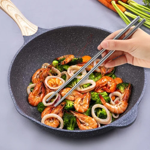 5 Pairs Stainless Steel Square Chopsticks Chinese Stylish Healthy Light Weight Chinese Chopsticks Metal Non-slip Design Kitchen