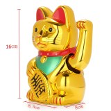 KiWarm Classic Chinese Lucky Wealth Electric Wink Cat Gold Waving Cat Beckoning Maneki Powered by AA Battery Feng Shui Crafts