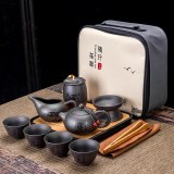 Chinese Teawere Retro Designer Cool Purple Sand Ceramic Teapot Set Travel Kong Fu Tea Kit Gift Porcelain Purple Sand Pot Infuser