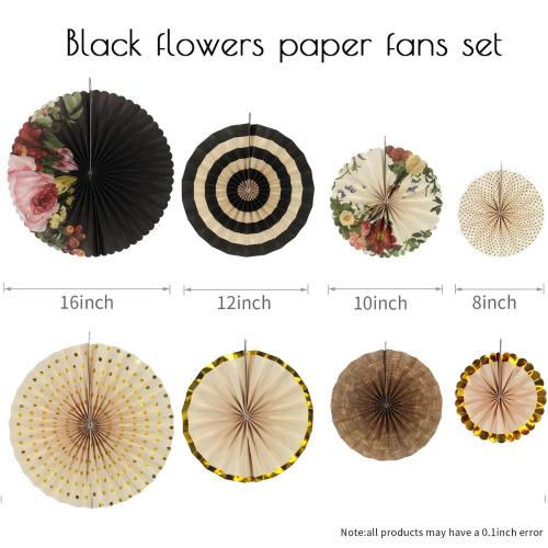 8pcs/set Chinese Printing Vintage Wheel Tissue Paper Hanging Fans Flower Craft For Birthday Party Wedding Baby Shower Decoration