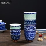 4 Pcs/set Jingdezhen Retro Handmade Ceramic Teacup Coaster Hand Painted Boutique Tea Bowl Chinese Porcelain Tea Set Drinkware