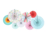 8pcs/set Chinese Printing Vintage Wheel Tissue Paper Hanging Fans Flower Craft For Birthday Party Wedding Baby Shower Decoration