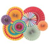 8pcs/set Chinese Printing Vintage Wheel Tissue Paper Hanging Fans Flower Craft For Birthday Party Wedding Baby Shower Decoration