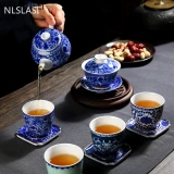 4 Pcs/set Jingdezhen Retro Handmade Ceramic Teacup Coaster Hand Painted Boutique Tea Bowl Chinese Porcelain Tea Set Drinkware