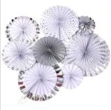 8pcs/set Chinese Printing Vintage Wheel Tissue Paper Hanging Fans Flower Craft For Birthday Party Wedding Baby Shower Decoration