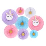 8pcs/set Chinese Printing Vintage Wheel Tissue Paper Hanging Fans Flower Craft For Birthday Party Wedding Baby Shower Decoration