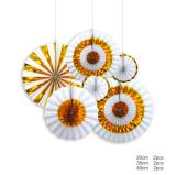 8pcs/set Chinese Printing Vintage Wheel Tissue Paper Hanging Fans Flower Craft For Birthday Party Wedding Baby Shower Decoration