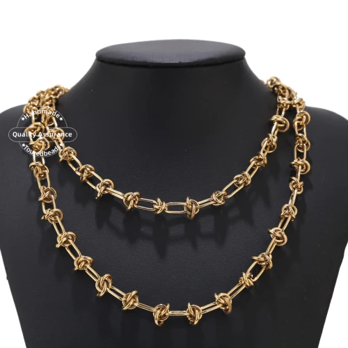 1 Meter Stainless Steel Gold Chunky Knot Chain DIY Handmade Men Necklace Bracelet Chains Supplies