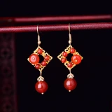 Chinese Style Hanfu Ethnic Earrings Fashion Trend Coloured Glaze Peace Buckle Long Classical Retro Eardrop Jewelry Gift