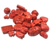 10pcs Buddhist Jewelry 30% content Cinnabar Carved Beads Buddha Lotus Chinese Knot FireBrick DIY Jewelry Making Crafts Supplies