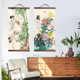 chinese style flower Green plants canvas decorative painting Store bedroom living room wall art solid wood scroll paintings