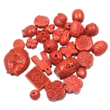 10pcs Buddhist Jewelry 30% content Cinnabar Carved Beads Buddha Lotus Chinese Knot FireBrick DIY Jewelry Making Crafts Supplies