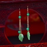 Chinese Style Hanfu Ethnic Earrings Fashion Trend Coloured Glaze Peace Buckle Long Classical Retro Eardrop Jewelry Gift