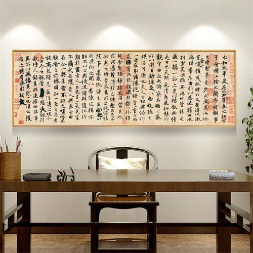 Traditional Chinese Calligraphy Lanting Preface Canvas Art Posters and Prints Scandinavian Wall Picture for Living Office Room