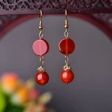 Chinese Style Hanfu Ethnic Earrings Fashion Trend Coloured Glaze Peace Buckle Long Classical Retro Eardrop Jewelry Gift