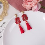 Hello Miss Festive Red Bridal Earrings Asymmetric Chinese Knot Lantern Tassel New Year Earring Fashion Women's Earrings Jewelry