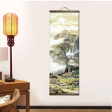 Chinese Traditional Style Four Seasons Landscape Canvas for Livingroom Wall Art Poster Solid Wood Scroll Paintings Home Decor