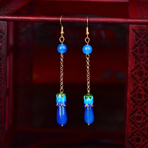 Chinese Style Hanfu Ethnic Earrings Fashion Trend Coloured Glaze Peace Buckle Long Classical Retro Eardrop Jewelry Gift