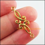 40Pcs Retro Tibetan Silver Tone Gold Antiqued Bronze Tone Chinese Knot Charms Connectors 9x29.5mm