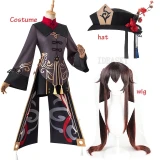 Halloween costume Hutao Cosplay Costume Uniform Wig Cosplay Game Hu Tao hat shoes Chinese Style Halloween Women kids girl child