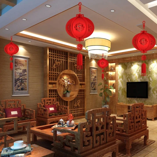 88CM Waterproof Good Fortune Red Paper Lanterns for Chinese New Year Spring Festival Party Celebration Home Decor