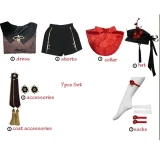 Halloween costume Hutao Cosplay Costume Uniform Wig Cosplay Game Hu Tao hat shoes Chinese Style Halloween Women kids girl child