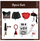 Halloween costume Hutao Cosplay Costume Uniform Wig Cosplay Game Hu Tao hat shoes Chinese Style Halloween Women kids girl child