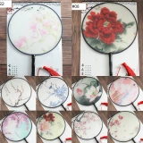 Ladies Dancing Home Decor Female Embroidery Folding fan Classical Vintage Translucence Chinese Style Round Fans Small Silk Fan