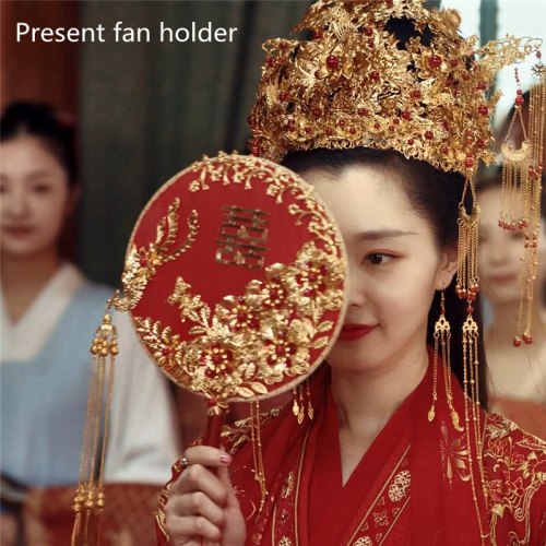 9 Style Vintage Chinese Style Mariage Wedding Fans Bamboo Bride Round White Silk Fan Home Table Decoration Hanfu
