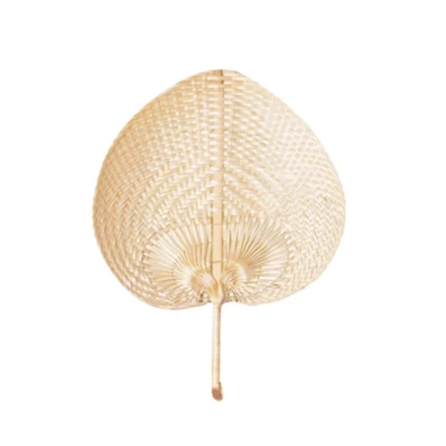 1pc Summer Cooling Fan Pure Natural Handmade DIY Heart Shaped Bamboo Woven Fan Artificial DIY Woven Cooling Fan Home Decoration
