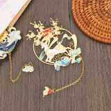 1PC Chinese Retro Carving Style Metal Bookmarks Hollow Animals Pendant Book Clip Pagination Mark School Stationery Supply Gifts