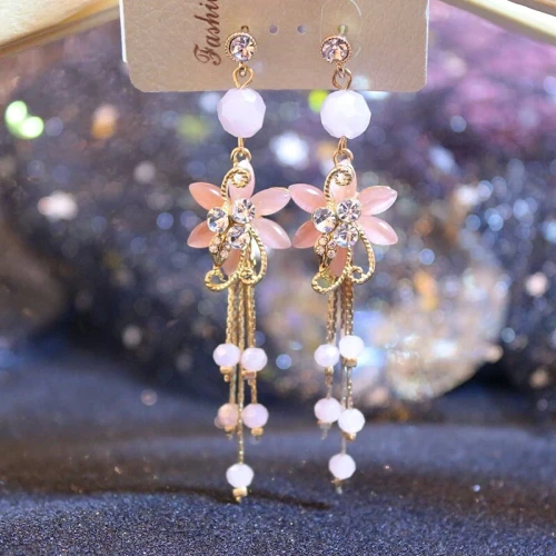 Chinese wind long tassel pendant Vintage Stud Earrings Elegant exquisite Prevent Allergy Women's Earrings Personality Trend