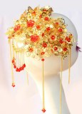 HIMSTORY Vintage Chinese Style Classical Jewelry Traditional Bridal Headdress Wedding Hair Accessory Gilding Coronet Headwear