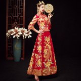 Bride Dress Wedding Dress Retro Dress Chinese Cheongsam Dress The Bride Toast Clothing Long Section