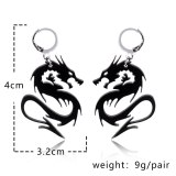 Chinese Style Mirror Surface Arcylic Dragon Earrings for Women Cool Black Gold Silver Color Twisted Animal Drop Earrings Jewelry