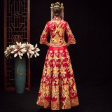 Bride Dress Wedding Dress Retro Dress Chinese Cheongsam Dress The Bride Toast Clothing Long Section