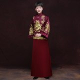 Bride Dress Wedding Dress Retro Dress Chinese Cheongsam Dress The Bride Toast Clothing Long Section